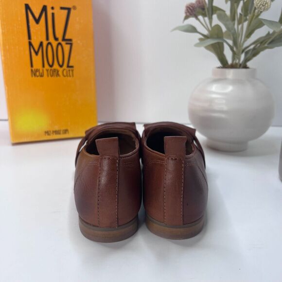 Miz Mooz New York Jude Pointed Toe Leather Flat Brandy Women's EU 37/6.5 NWB - Picture 2 of 10